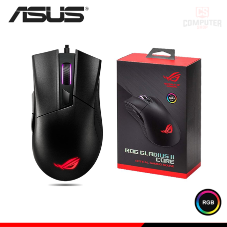 MOUSE ASUS ROG STRIX GLADIUS II CORE BLACK RGB DPI 6200 WIRED USB