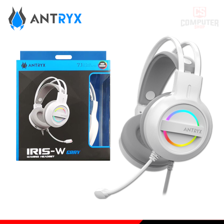 AUDIFONO ANTRYX IRIS-W GRAY RAINBOW CON MICROFONO SONIDO 7.1 CONEXIÓN USB (PN:AGH-7100WGY)