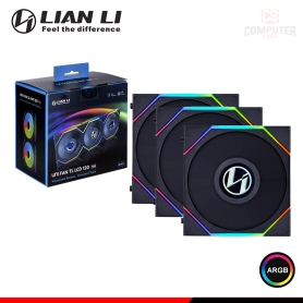 COOLER PARA CASE LIAN LI UNI FAN TL LCD 120 BLACK ARGB 120MM PACKx3 CON CONTROLADOR (PN:12TLLCD3B)