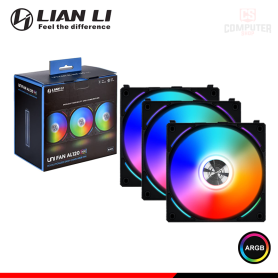 COOLER PARA CASE LIAN LI UNI FAN AL120 BLACK ARGB 120MM PACKx3 CON CONTROLADOR (PN:UF-AL120-3B)