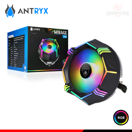 ANTRYX MIRAGE 210 BLACK RGB RAINBOW COOLER CPU REFRIGERACION AIRE COMPATIBLE AMD/INTEL