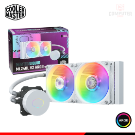 COOLER MASTER MASTERLIQUID ML240L V2 WHITE ARGB COOLER CPU REFRIGERACION LIQUIDA COMPATIBLE AMD/INTEL (PN:MLW-D24M-A18PW-RW)