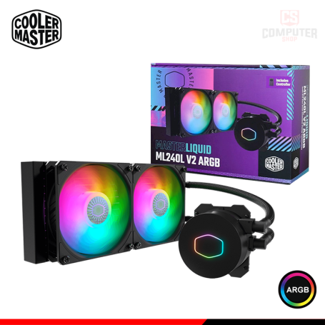 COOLER MASTER MASTERLIQUID ML240L V2 BLACK ARGB COOLER CPU REFRIGERACION LIQUIDA COMPATIBLE AMD/INTEL (PN:MLW-D24M-A18PA-R2)