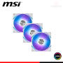 COOLER PARA CASE MSI MPG EZ120 WHITE ARGB 120MM PACKx3 CON CONTROLADOR