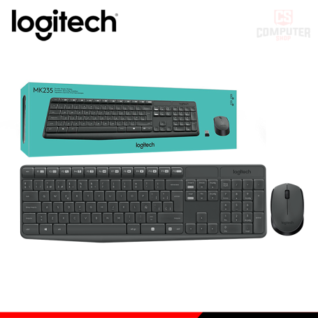 KIT LOGITECH MK235 WIRELESS SP BLACK TECLADO + MOUSE