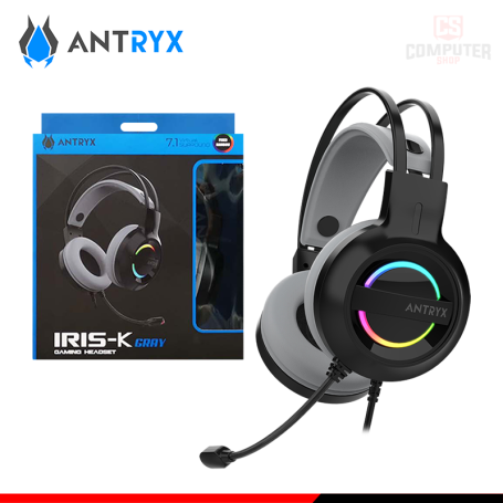 AUDIFONO ANTRYX IRIS-K GRAY RAINBOW CON MICROFONO SONIDO 7.1 CONEXIÓN USB (PN:AGH-7100KGY)