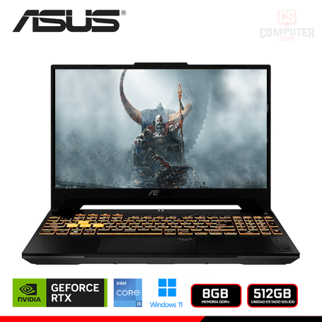 LAPTOP ASUS TUF GAMING F15 FX507ZC4-HN005WS GEFORCE RTX 3050 4GB GDDR6/CI5-12500H/15.6" FHD/8GB DDR4/SSD 512GB/WINDOWS 11