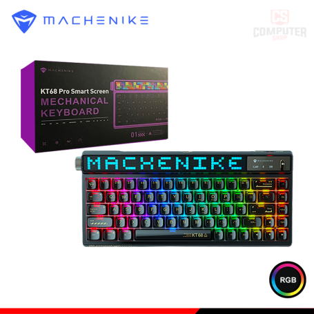 TECLADO MACHENIKE KT68-PRO RGB SMART SCREEN BLACK NORTH POLE SWITCH YELLOW MECANICO WIRELESS/BLUETOOTH/WIRED USB