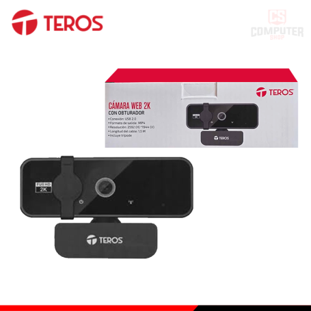 CAMARA WEB TEROS TE-9072 RESOLUCIÓN 2K MICROFONO INCORPORADO CONEXION USB 2.0