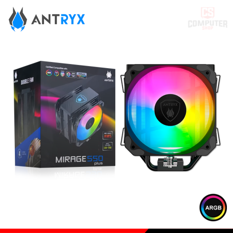 ANTRYX MIRAGE 550 PLUS ARGB COOLER CPU REFRIGERACION AIRE COMPATIBLE AMD/INTEL (PN:ACC-550PLKA)