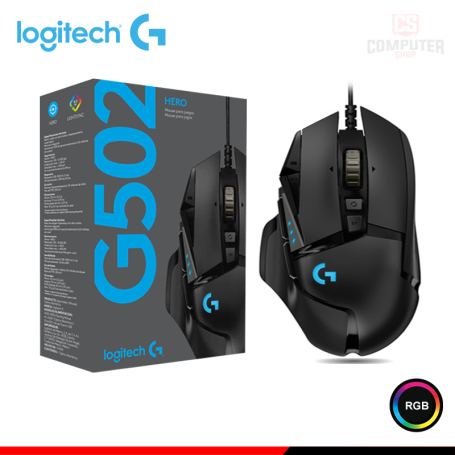 MOUSE LOGITECH G G502 HERO RGB BLACK DPI 25,600 CONECTIVIDAD WIRED USB