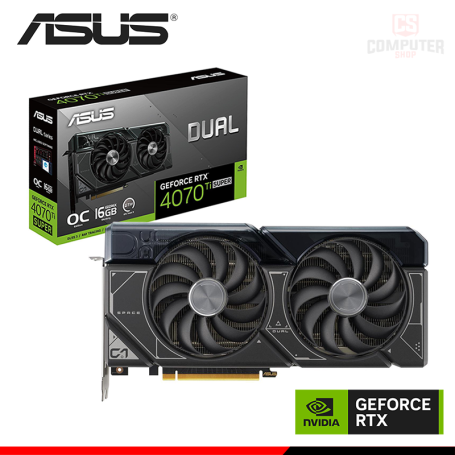 TARJETA DE VIDEO ASUS GEFORCE RTX 4070Ti SUPER 16GB GDDR6X 256BITS DUAL EDITION OC (PN:90YV0KF3-M0AA00)