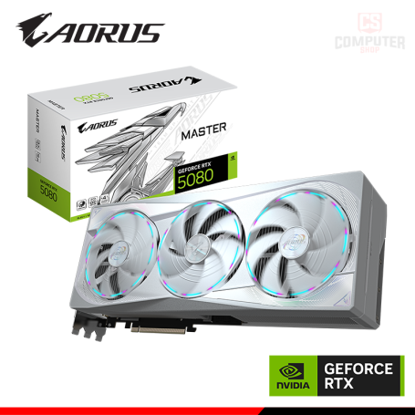 TARJETA DE VIDEO AORUS GEFORCE RTX 5080 16GB GDDR7 256BITS DLSS4 MASTER ICE (PN:9VN5080AMI-00-G10)