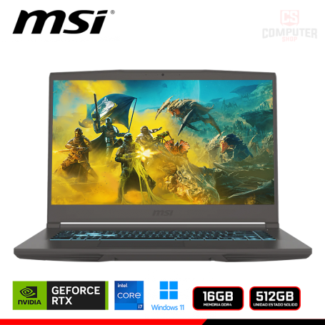 LAPTOP MSI THIN 15 B13VE GEFORCE RTX 4050 6GB GDDR6/CI7-13620H/15.6" FHD/16GB DDR4/SSD 512GB/WINDOWS 11