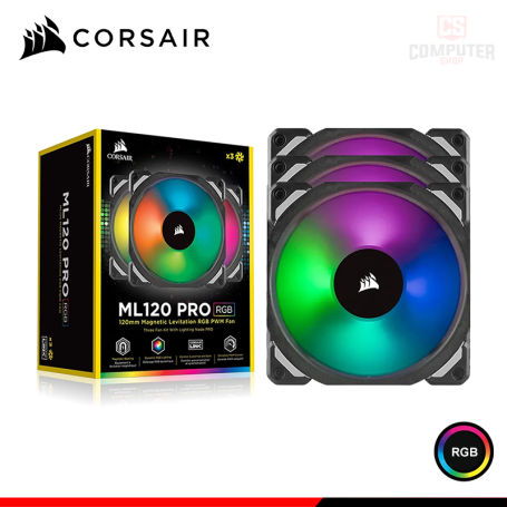 COOLER PARA CASE CORSAIR ML120 BLACK RGB 120MM PACKx3