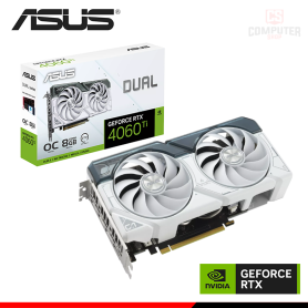 TARJETA DE VIDEO ASUS GEFORCE RTX 4060Ti 8GB GDDR6 128BITS WHITE DUAL OC (PN:90YV0J42-MVAA00)