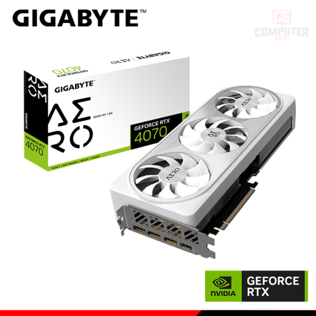 TARJETA DE VIDEO GIGABYTE GEFORCE RTX 4070 12GB GDDR6X 192BITS AERO WHITE OC (PN:GV-N4070AERO OC-12GD)