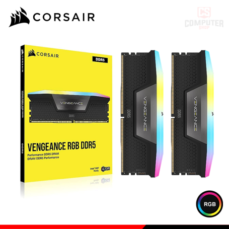MEMORIA 32GB (16GBx2) DDR5 CORSAIR VENGEANCE RGB INTEL XMP BUS 6400MHz (PN:CMH32GX5M2N6400C36)