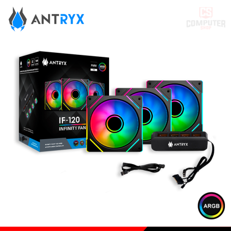 KIT COOLER PARA CASE ANTRXY IF-120 INFINITY BLACK ARGB 120MMx3 + CONTROLADOR (PN:AKK-IF120KX3C)