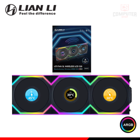 COOLER PARA CASE LIAN LI UNI FAN SL V3 BLACK ARGB LCD WIRELESS 120MM PACKx3 CON CONTROLADOR (PN:12SLLCD1W3B)
