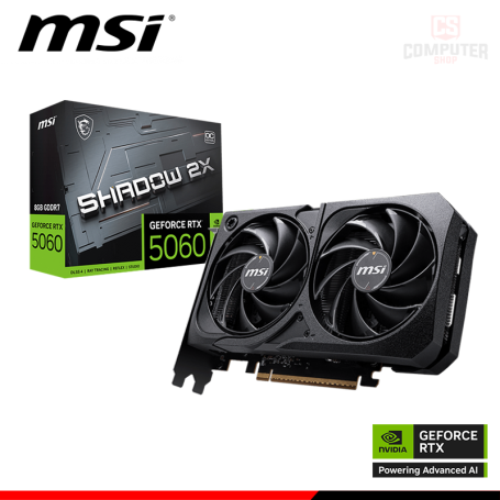 TARJETA DE VIDEO MSI GEFORCE RTX 5060 8GB GDDR7 128BITS SHADOW 2X OC (PN:911-V537-038)