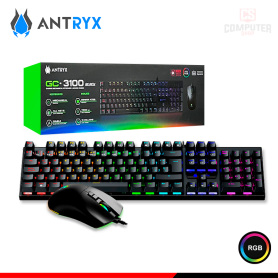 KIT ANTRYX GC-3100 BLACK RGB TECLADO MECANICO SWITCH RED USB + MOUSE WIRED USB (PN:AGC-3100KRE-SP)