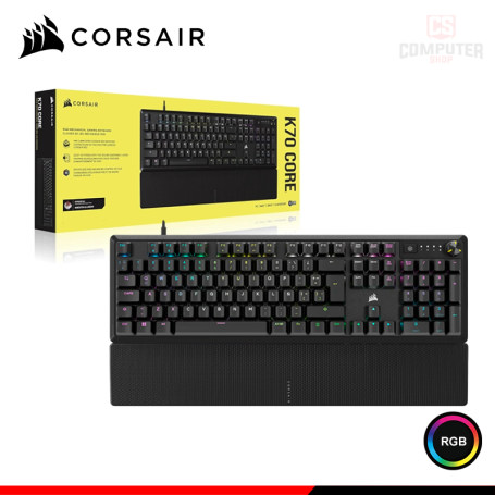 TECLADO CORSAIR K70 CORE RGB BLACK SWITCH RED MECANICO SP WIRED USB (PN:CH-910981E-SP)