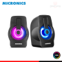 PARLANTE MICRONICS NEON PLUS MIC S327+ RGB BLACK GAMER SOUND 2.0 CONEXIÓN USB
