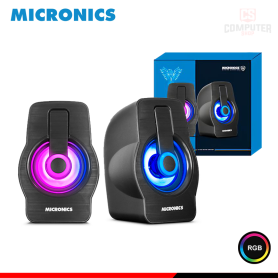PARLANTE MICRONICS NEON PLUS MIC S327+ RGB BLACK GAMER SOUND 2.0 CONEXIÓN USB