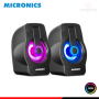 PARLANTE MICRONICS NEON PLUS MIC S327+ RGB BLACK GAMER SOUND 2.0 CONEXIÓN USB