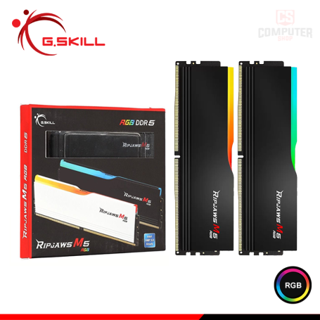 MEMORIA 32GB (16GBx2) DDR5 G.SKILL RIPJAWS M5 BLACK RGB INTEL XMP BUS 6000MHZ (PN:F5-6000J3648D16GX2-RM5RK)